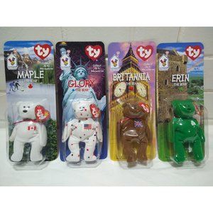 TY Beanie Babies McDonalds International Bears Set of 4-ALL w/ Errors NEW *RARE*